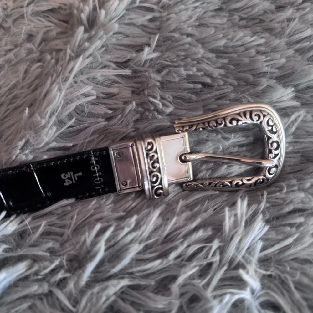 Brighton Reversible Black/Red croc embossed Leather Belt with Silver Buckle